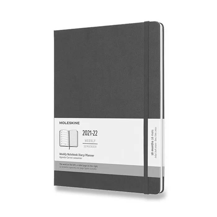 Główne zdjęcie produktu 18měsíční diář Moleskine 2021-22 - tvrdé desky černý