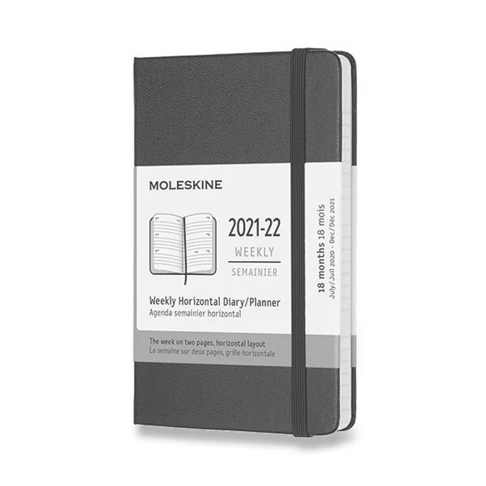 Główne zdjęcie produktu 18měsíční diář Moleskine 2021-22 - tvrdé desky S, týdenní, horizontální, černý