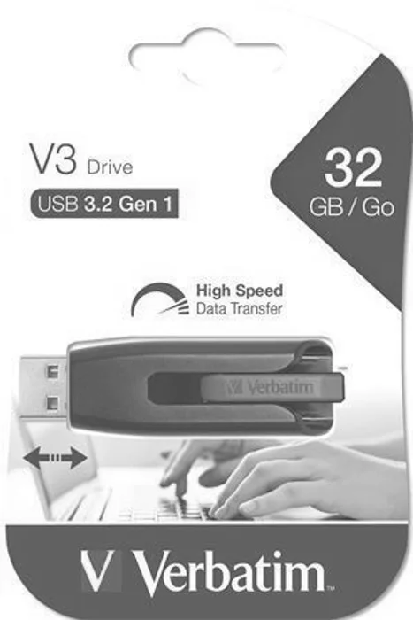 Główne zdjęcie produktu 32GB USB Flash 3.0, 60/12 MB/sec, VERBATIM "V3", černá-šedá