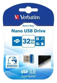 32 GB USB Flash 3.0, 80/25 MB/s, VERBATIM NANO STORE 'N' STAY