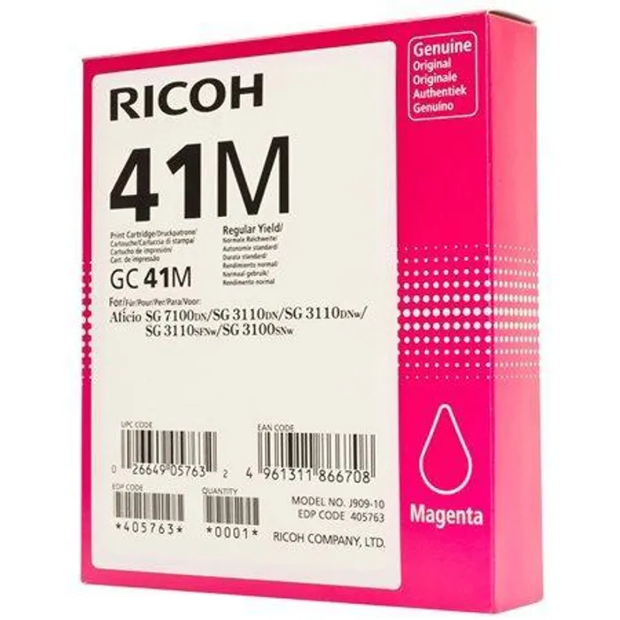 Główne zdjęcie produktu 405763 Toner pro SG 3100SNw, SG 7100DN tiskárny, RICOH Type GC41M magenta, 2 200 stránek