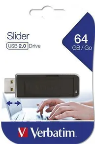 64GB USB Flash 2.0 Slider, VERBATIM, czarny