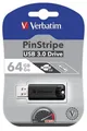 Pamięć USB 64 GB "PinStripe", USB 3.0, VERBATIM, czarna