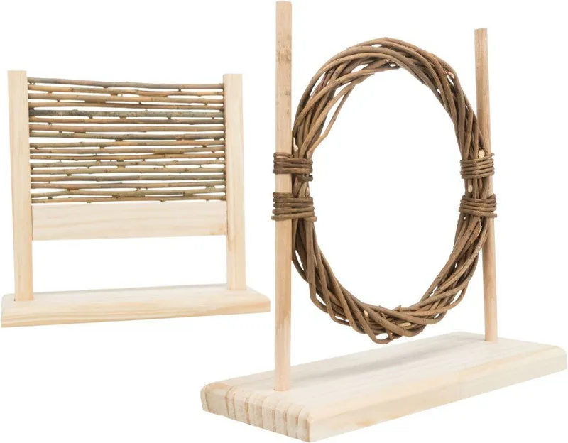 Główne zdjęcie produktu Agility set pro hlodavce - překážka, kruh, dřevo/proutí, 28 × 26 × 12 cm
