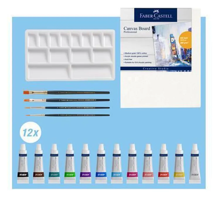 Główne zdjęcie produktu Akrylové barvy Faber-Castell sada 18 ks