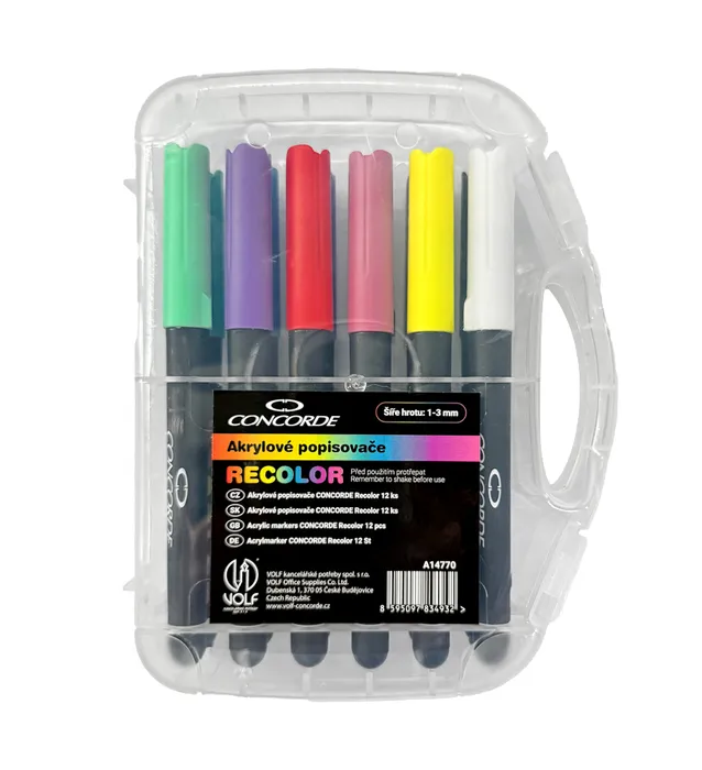 Główne zdjęcie produktu Akrylové popisovače CONCORDE Recolor 12ks