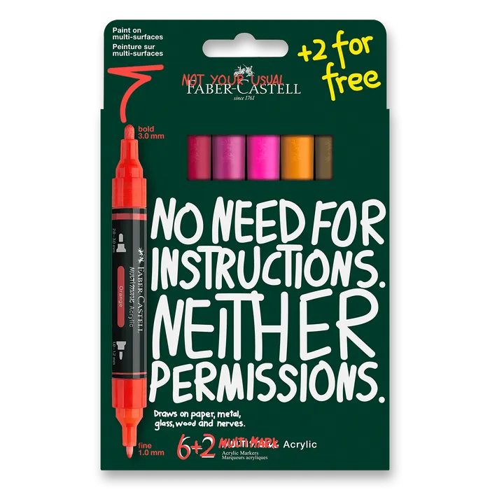 Główne zdjęcie produktu Akrylový popisovač Faber-Castell Multimark Flame [6+2 ks]