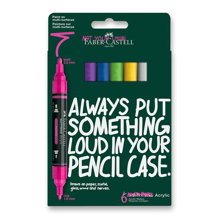 Główne zdjęcie produktu Akrylový popisovač Faber-Castell Multimark Vibrant [6 ks]