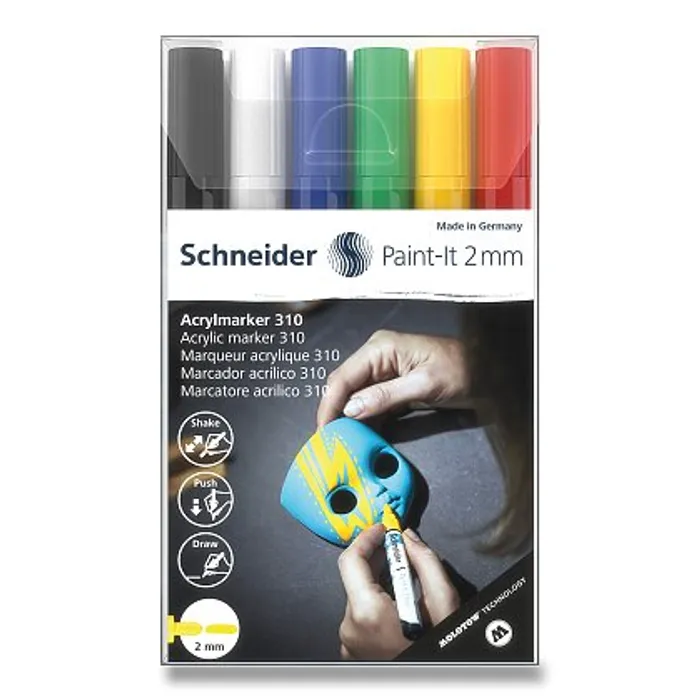 Główne zdjęcie produktu Akrylový popisovač Schneider Paint-It 310 souprava V1, 6 barev