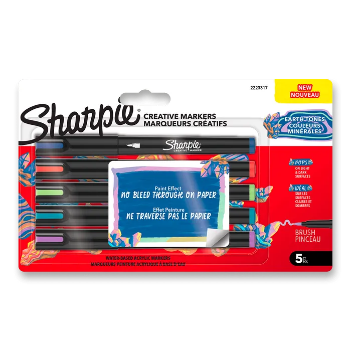 Główne zdjęcie produktu Akrylový popisovač Sharpie Acrylic Marker Brush Earth Tones [5 ks]