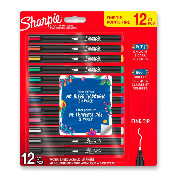 Główne zdjęcie produktu Akrylový popisovač Sharpie Acrylic Marker Bullet Fine [12 ks]