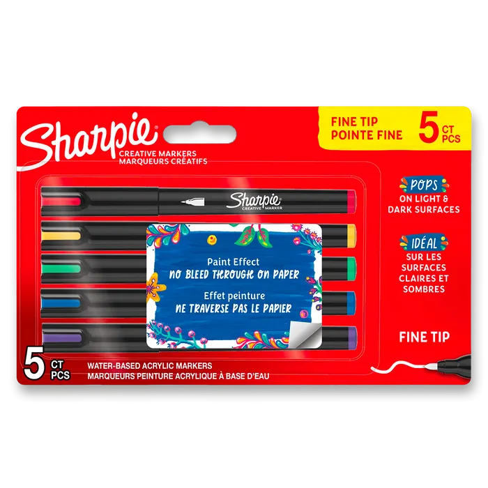 Główne zdjęcie produktu Akrylový popisovač Sharpie Acrylic Marker Bullet Fine [5 ks]