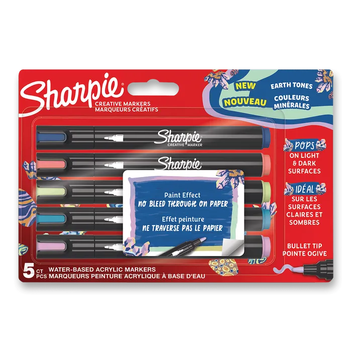 Główne zdjęcie produktu Akrylový popisovač Sharpie Acrylic Marker Bullet - sada 5 barev