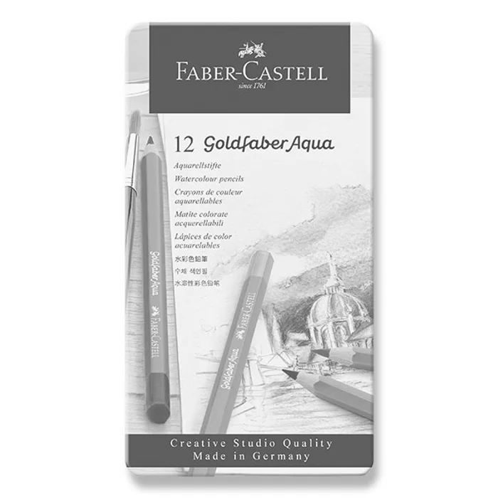 Główne zdjęcie produktu Akvarelová Pastelka Goldfaber Aqua, plechová krabička 12ks  Faber Castell (114612)