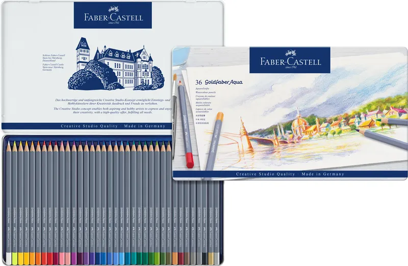 Główne zdjęcie produktu Akvarelová Pastelka Goldfaber Aqua, plechová krabička 36ks  Faber Castell 114636