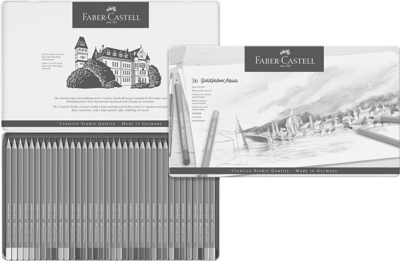 Główne zdjęcie produktu Akvarelová Pastelka Goldfaber Aqua, plechová krabička 36ks  Faber Castell 114636