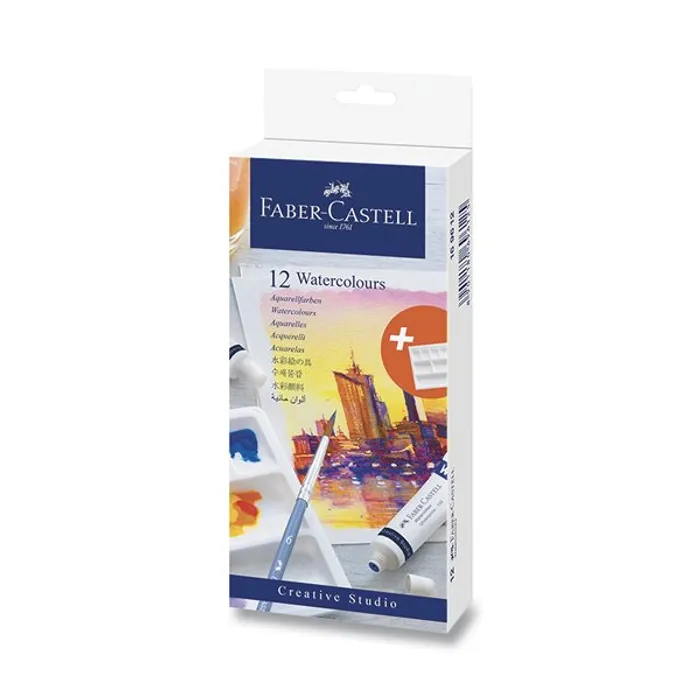 Główne zdjęcie produktu Akvarelové barvy Faber-Castell 12 barev, tuba 9 ml