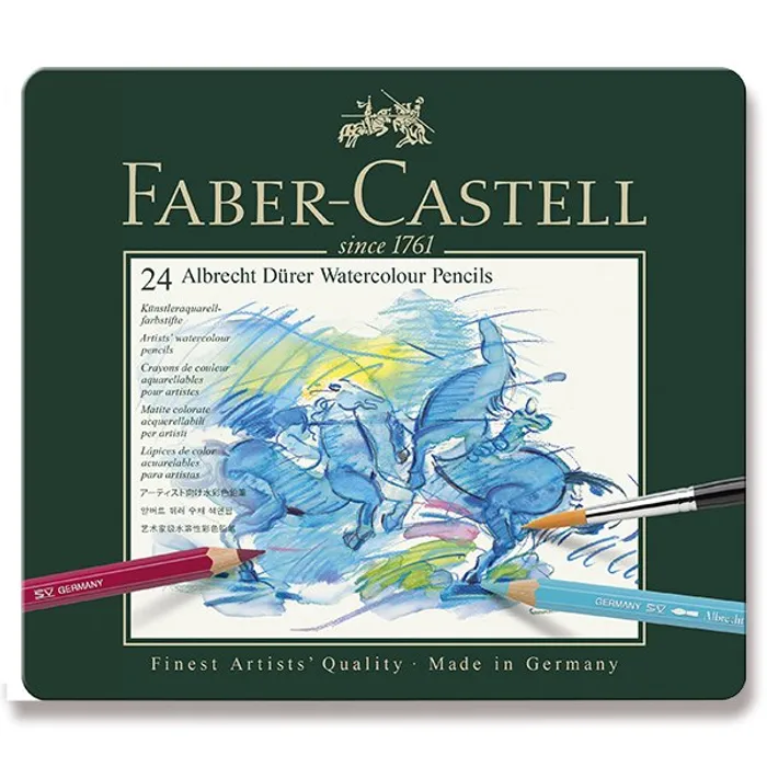 Główne zdjęcie produktu Akvarelové pastelky Faber-Castell 117524 Albrecht Dürer plechová krabička, 24 barev