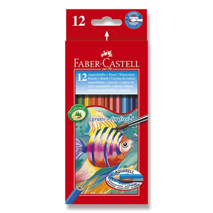 Główne zdjęcie produktu Akvarelové pastelky Faber-Castell 12 barev + štětec