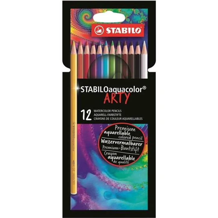 Główne zdjęcie produktu Akvarelové pastelky STABILOaquacolor ARTY - sada 12 barev