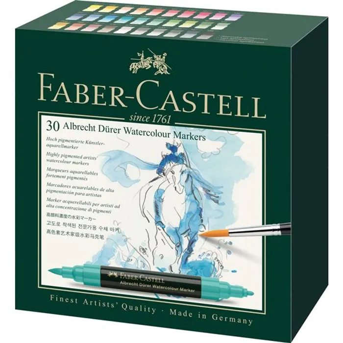 Główne zdjęcie produktu Akvarelové popisovače Albrecht Dürer, pap.krabička 30 ks Faber Castell 160330