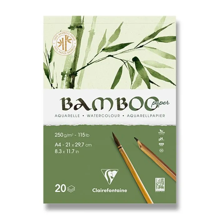 Główne zdjęcie produktu Akvarelový blok Clairefontaine Bamboo A4, 20 listů, 250 g