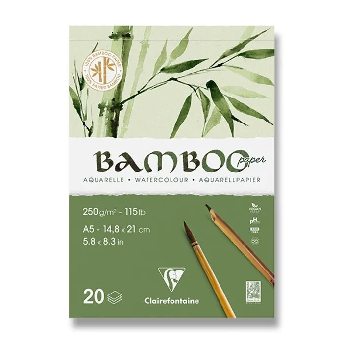Główne zdjęcie produktu Akvarelový blok Clairefontaine Bamboo A5, 20 listů, 250 g
