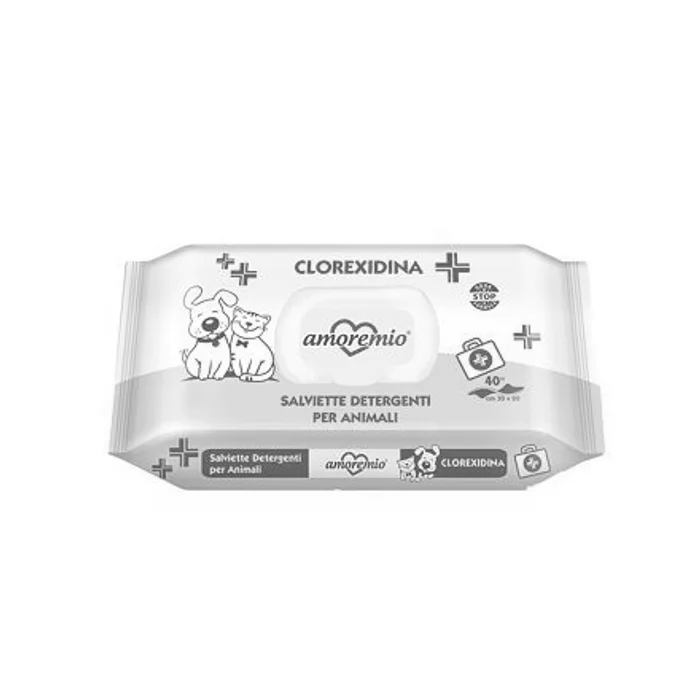 Główne zdjęcie produktu AMOREMIO vlhčené hygienické ubrousky s chlorexidinem, 40 ks
