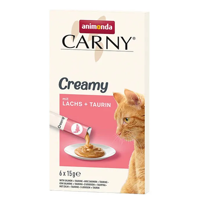 Główne zdjęcie produktu Animonda CARNY Creamy Salmon, krémový pamlsek, losos s taurinem, 6 x 15 g