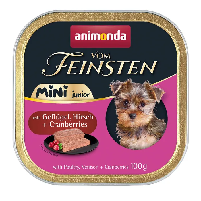 Główne zdjęcie produktu ANIMONDA paštika Vom Feinsten MINI Junior - drůbeží, zvěřina, brusinky pro psy 100 g