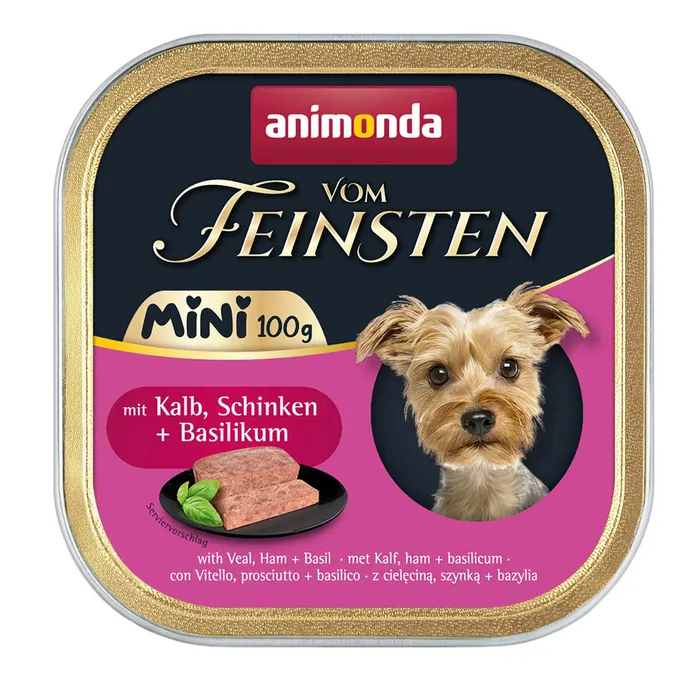Główne zdjęcie produktu ANIMONDA paštika Vom Feinsten MINI - telecí, šunka, bazalka pro psy 100 g