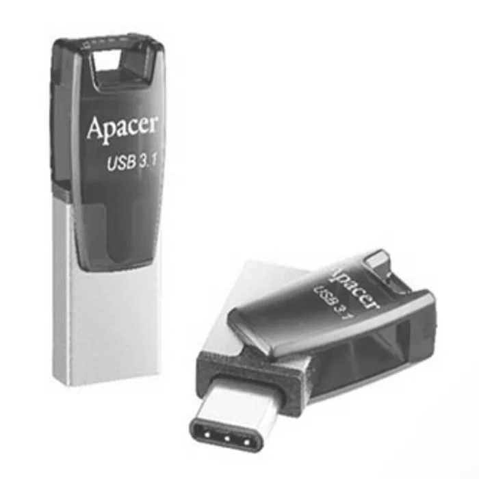 Główne zdjęcie produktu Apacer USB flash disk OTG, USB 3.0 (3.2 Gen 1), 32GB, AH180, červený, AP32GAH180R-1, USB