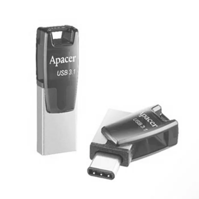 Główne zdjęcie produktu Apacer USB flash disk OTG, USB 3.0 (3.2 Gen 1), 64GB, AH180, červený, AP64GAH180R-1, USB
