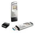 Apacer USB flash disk, USB 3.0 (3.2 Gen 1), 64GB, AH651, srebrny, AP64GAH651S-1, USB A, czytnik linii papilarnych