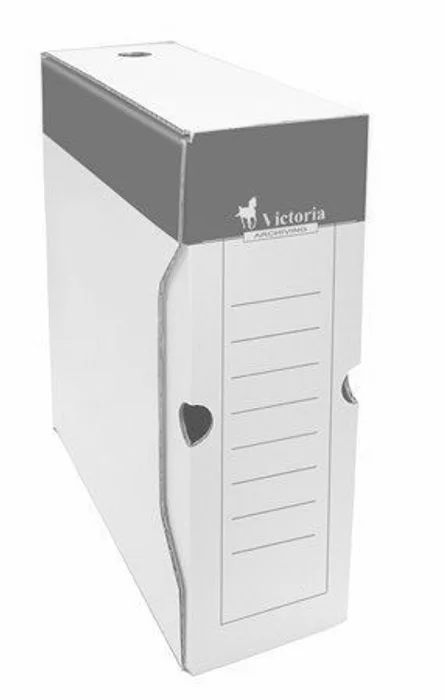 Główne zdjęcie produktu Archivační krabice, červeno-bílá, karton, A4, 100 mm, VICTORIA