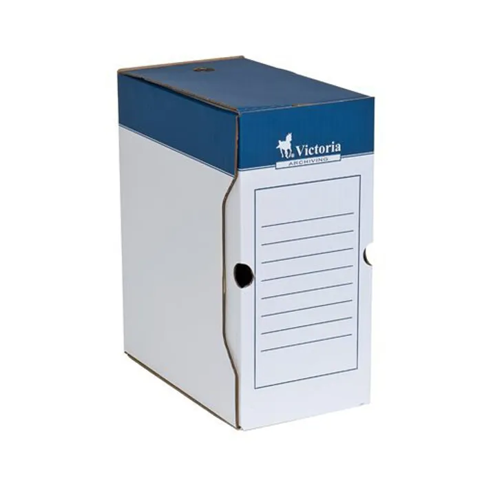 Główne zdjęcie produktu Archivační krabice, modro-bílá, karton, A4, 150 mm, VICTORIA
