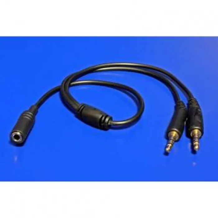 Główne zdjęcie produktu Audio Redukce, Jack (3,5mm) 2x M-Jack (3,5mm) F (2-pólový), 0, stereo, černá, Logo