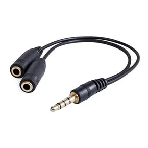 Audio Redukcja, Jack, Jack (3,5 mm) M (4-polowy/ combo)-Jack (3,5mm) 2x F, 0.2, stereo, czarna, Logo