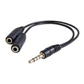 Audio Redukcja, Jack, Jack (3,5 mm) M (4-polowy/ combo)-Jack (3,5mm) 2x F, 0.2, stereo, czarna