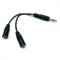 Audio Rozgałęziacz, Jack (3,5mm) M-Jack (3,5mm) 2x F, 0.2, stereo, czarna, Logo, z przewodem