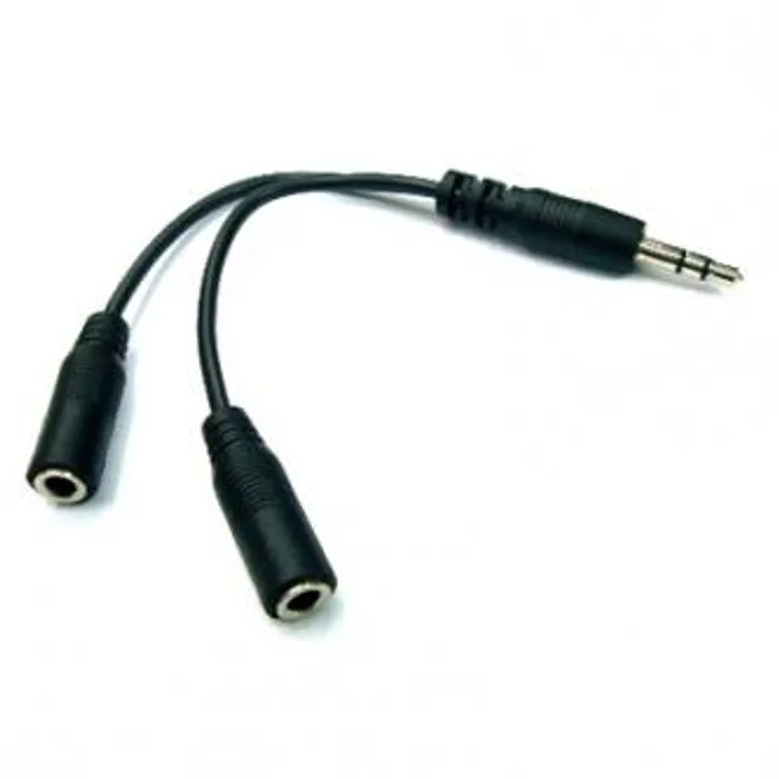 Główne zdjęcie produktu Audio Rozdvojka, Jack (3,5mm) M-Jack (3,5mm) 2x F, 0.2, stereo, černá, Logo, s kablíkem