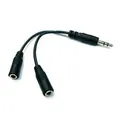 Rozdzielacz audio, Jack (3,5 mm) M-Jack (3,5 mm) 2x F, 0,2, stereo, czarny, z kablem