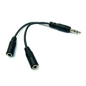 Rozdzielacz audio, Jack (3,5 mm) M-Jack (3,5 mm) 2x F, 0,2, stereo, czarny, z kablem