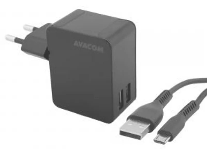 Główne zdjęcie produktu Avacom, síťová nabíječka, HomeNOW, 100-240V, 5V, 3400mA, se dvěma výstupy, micro USB kabe
