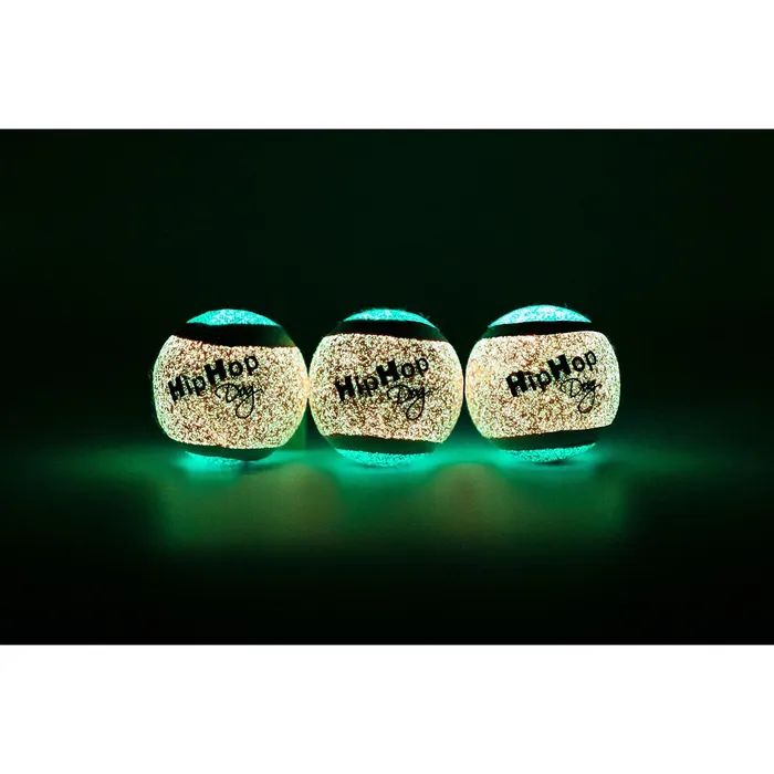 Główne zdjęcie produktu Balení-neonový ve tmě svítící tenis. míč pískací 5 cm (3 ks/bal) HIPHOP DOG