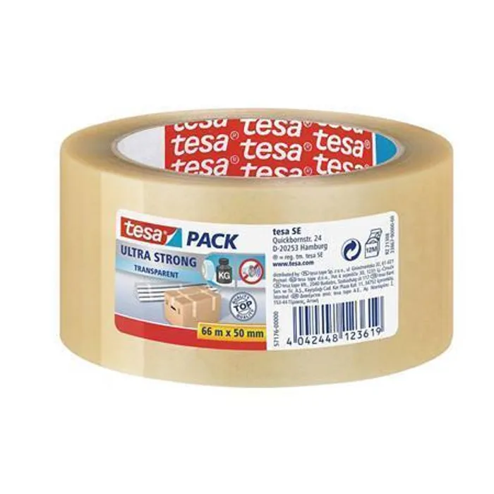 Główne zdjęcie produktu Balicí páska "Ultra Strong 57176", průhledná, 50 mm x 66 m, TESA [6 ks]