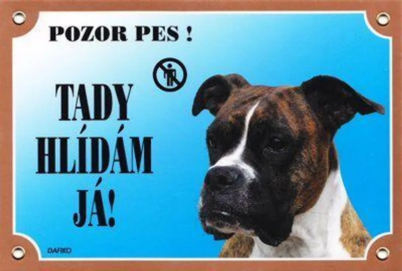 Główne zdjęcie produktu Barevná cedulka Pozor pes, Boxer německý