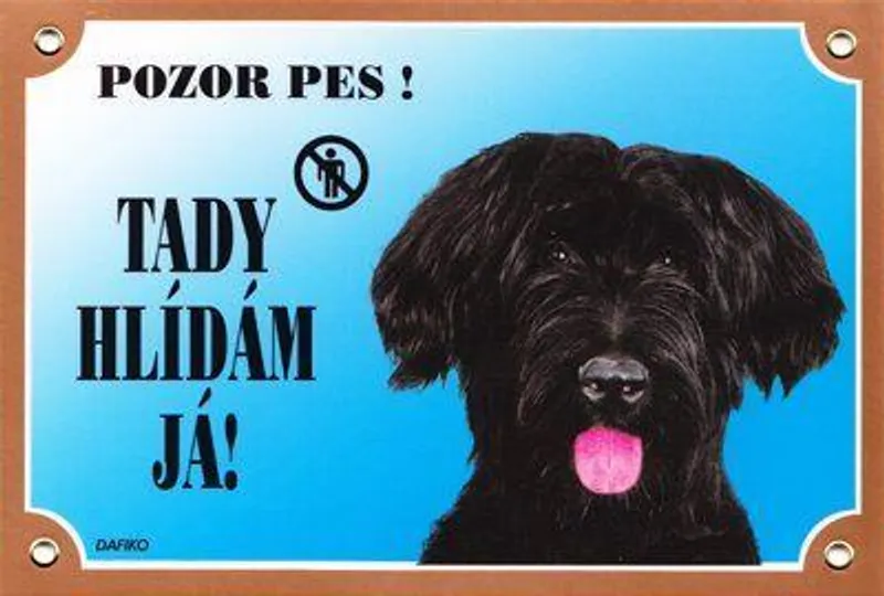 Główne zdjęcie produktu Barevná cedulka Pozor pes, Briard černý