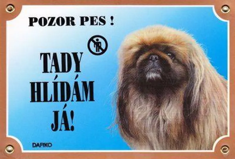 Główne zdjęcie produktu Barevná cedulka Pozor pes, Pekinéz