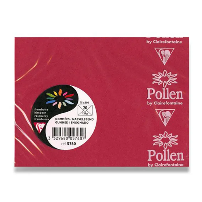 Główne zdjęcie produktu Barevná obálka Clairefontaine červená, 75 x 100 mm [20 ks]